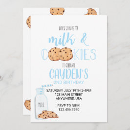 Invitación al cumpleaños azul de Boy Milk and Cook