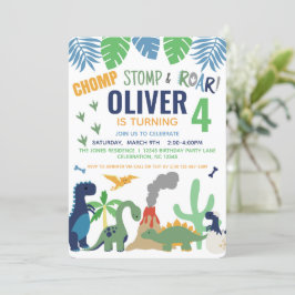 Invitación al cumpleaños azul de Dinosaur Boy