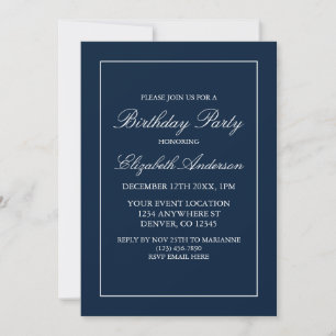 Invitación al cumpleaños azul de la Marina Minimal