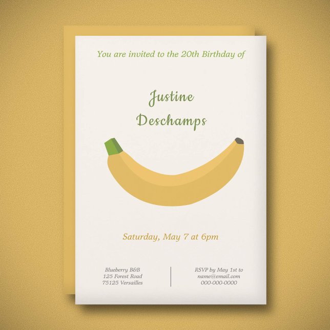 Invitación al cumpleaños bananero (Banana Birthday Invitation)