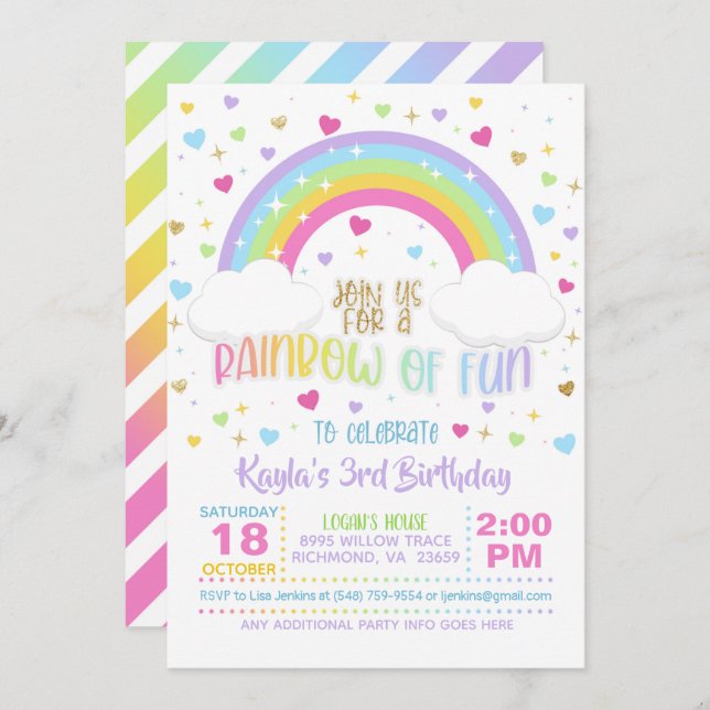 Invitación al cumpleaños - Chica Pastel (Anverso / Reverso)