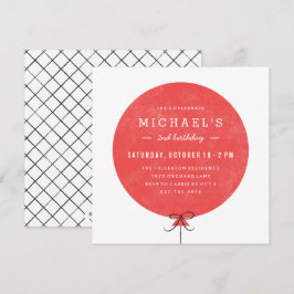 Invitación al cumpleaños con globo - Rojo