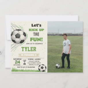 Invitación al cumpleaños con gol de fútbol con fot