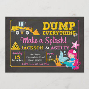 Invitación al cumpleaños conjunta de construcción