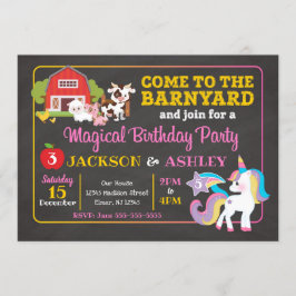 Invitación al cumpleaños conjunto Barnyard y Unico