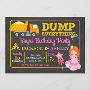 Invitación al cumpleaños conjunto Construcción y P