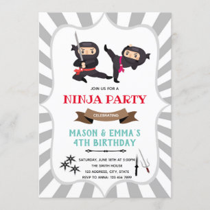 Invitación al cumpleaños conjunto del chica Ninja