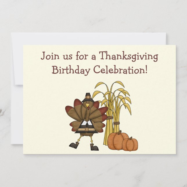 Invitación al cumpleaños de Acción de Gracias - Ni (Anverso)