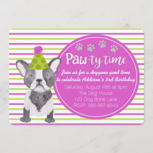 Invitación al cumpleaños de Adorable Chica Dog Pup