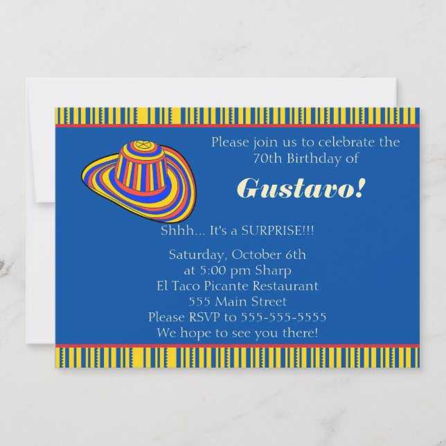 Invitación al cumpleaños de adultos colombianos (Anverso)