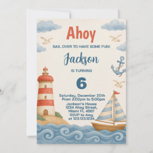 Invitación al cumpleaños de Ahoy Matey Nautical
