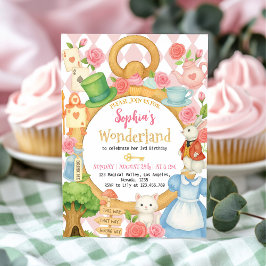 Invitación al cumpleaños de Alice Tea Fiesta Wonde