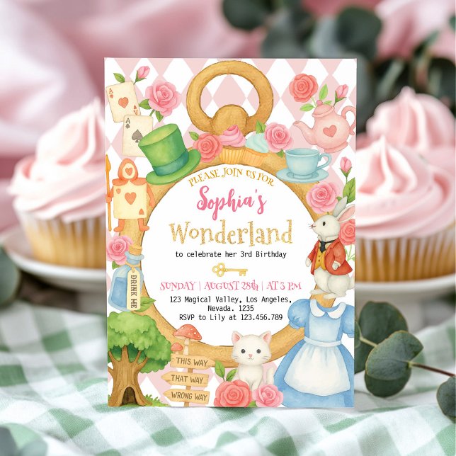 Invitación al cumpleaños de Alice Tea Fiesta Wonde (Subido por el creador)