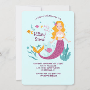 Invitación al cumpleaños de amor a la sirena