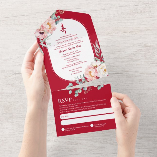 Invitación al cumpleaños de ancianos vietnamitas (desgarro)