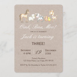 Invitación al cumpleaños de animales de granja