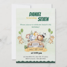 Invitación al cumpleaños de animales de la jungla 