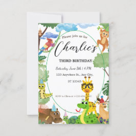Invitación al cumpleaños de animales salvajes para