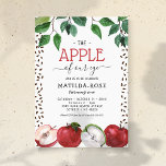 Invitación al cumpleaños de Apple of Our Eye Kids<br><div class="desc">Sofisticadas invitaciones de cumpleaños con tema de manzanas,  con follaje acuarela y manzanas,  un borde de semilla y una plantilla moderna de celebración de cumpleaños "la manzana de nuestro ojo" que es fácil de personalizar.</div>