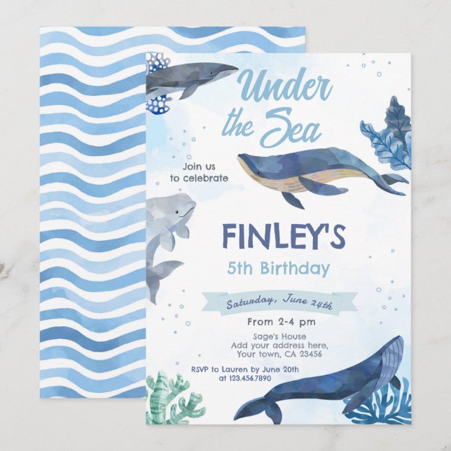 Invitación al cumpleaños de ballena (Anverso / Reverso)