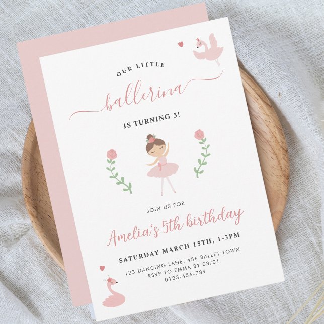 Invitación al cumpleaños de Ballerina Pink Pastel  (Subido por el creador)