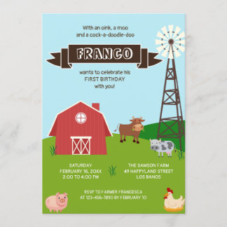 Invitación al cumpleaños de Barnhouse Animals