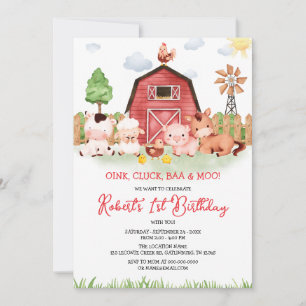 Invitación al cumpleaños de Barnyard Animals