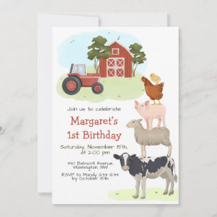 Invitación al cumpleaños de Barnyard Animals