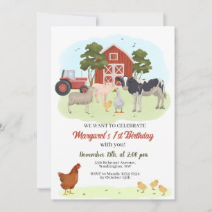 Invitación al cumpleaños de Barnyard Animals
