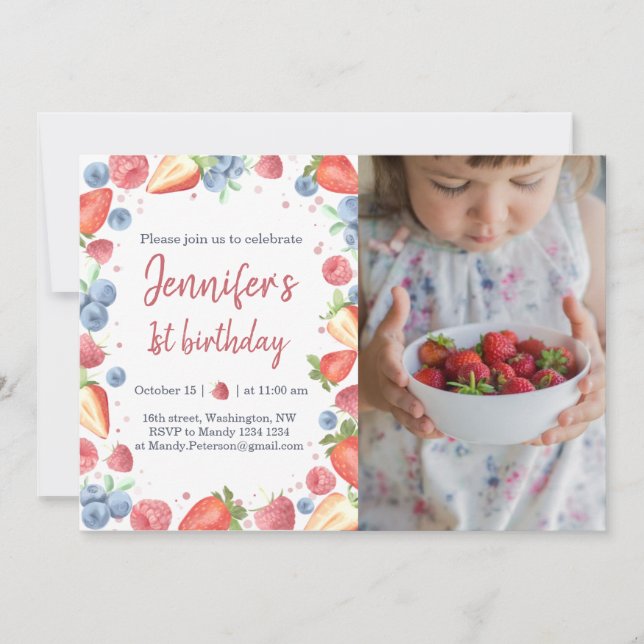 Invitación al cumpleaños de Berry Berry Baby Girl (Anverso)