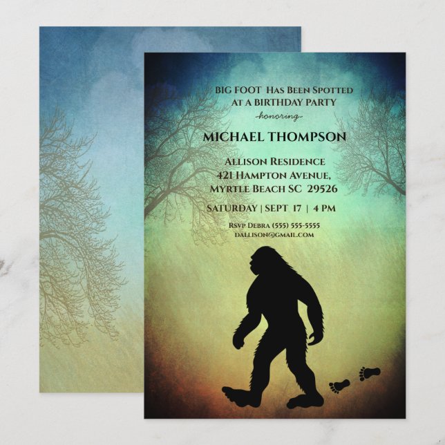 Invitación al cumpleaños de Big Foot (Anverso / Reverso)