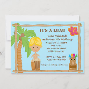 Invitación al cumpleaños de Blonde Haired Aloha Lu