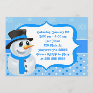 Invitación al cumpleaños de Blue Boy Snowman