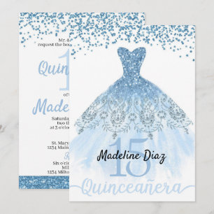 Invitación al cumpleaños de Blue Cinderella Quince