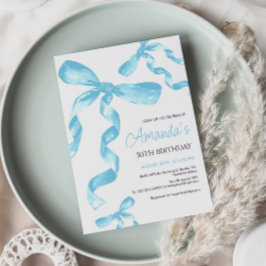 Invitación al cumpleaños de Blue Coquette Bow
