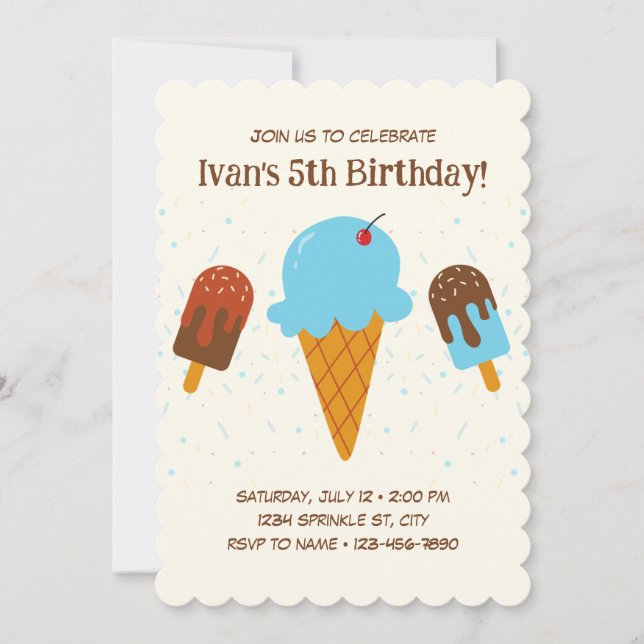 Invitación al cumpleaños de Blue Ice Cream (Anverso)