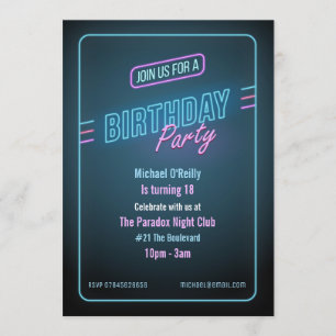 Invitación al cumpleaños de Blue Neon
