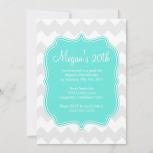 Invitación al cumpleaños de Blue Quatrefoil Chevro