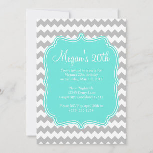 Invitación al cumpleaños de Blue Quatrefoil Chevro