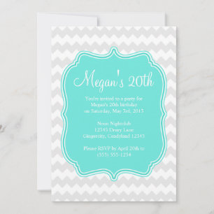 Invitación al cumpleaños de Blue Quatrefoil Chevro