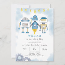 Invitación al cumpleaños de Blue Robot