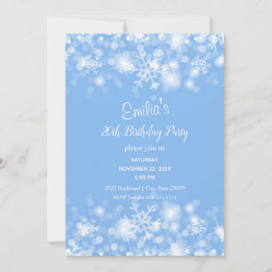 Invitación al cumpleaños de Blue White Sparkle