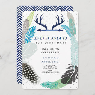 Invitación al cumpleaños de Boho Feather