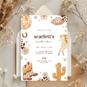 Invitación al cumpleaños de Boho First Rodeo Cowgi
