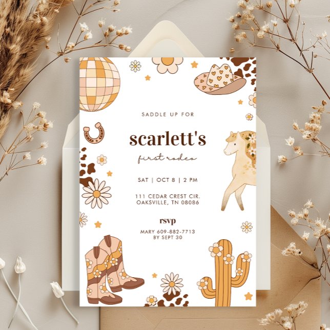 Invitación al cumpleaños de Boho First Rodeo Cowgi (Subido por el creador)