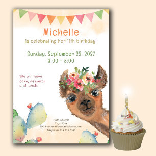 Invitación al cumpleaños de Boho Lama Retro
