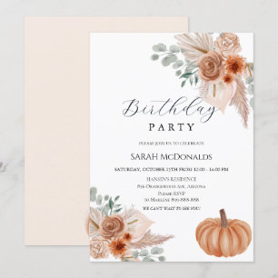 Invitación al cumpleaños de Boho otoño