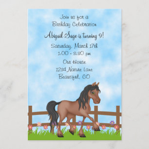 Invitación al cumpleaños de bonito Bay Horse and F