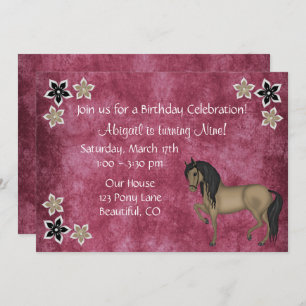 Invitación al cumpleaños de bonito Brown Horse y F