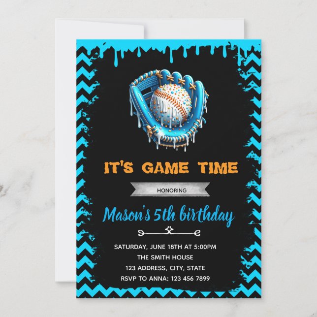 Invitación al cumpleaños de Boy Baseball Ice Cream (Anverso)
